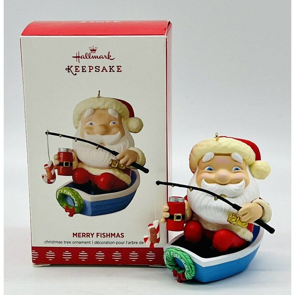 Hallmark Keepsake Ornament Merry Fishmas Santa Fishing Boat‎ 2017 Christmas